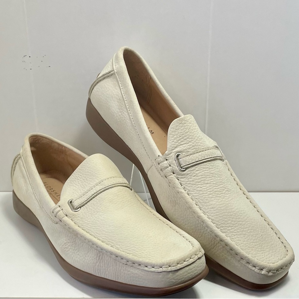 Florsheim Men’s Hobbes Ivory Soft Leather Driver Slip-On Loafers Shoes - Size 11